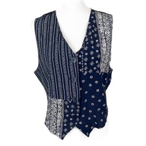 Star CCC Vest Women Large Blue Purple USA Floral Graphic City Clothing Y2K VTG
